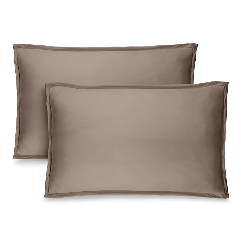 Bare Home Standard Pillow Sham Covers - Set of 2 - Premium 1800 Ultra-Soft Microfiber - Double Brushed - Stain & Fade Resistant - Bed Pillow Shams - Pillows Not Included (Set of 2, Taupe) - Image 1
